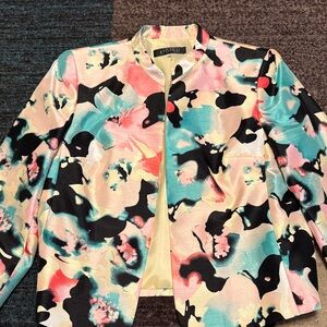 Kasper Women's Abstract Blazer in Pink, Black, and Teal
